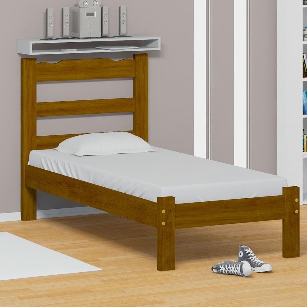 Cama Solteiro Esmeralda Madeira Maciça Imbuia - 1