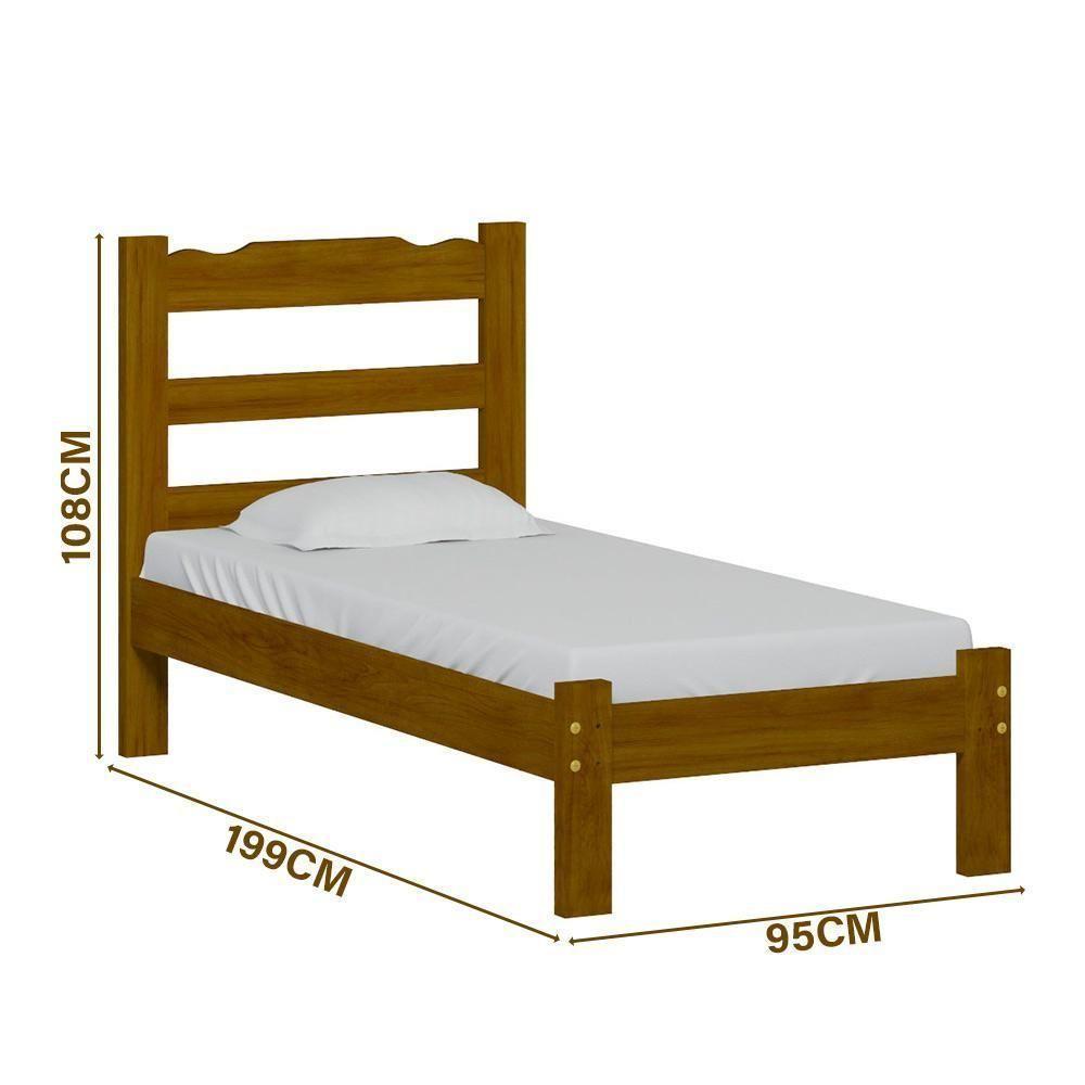 Cama Solteiro Esmeralda Madeira Maciça Imbuia - 4