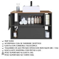 Espelheira E Gabinete Suspenso Com Cuba 80cm Mel Grafite Proddy - 5