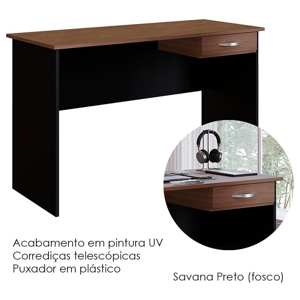 Mesa Para Escritorio 1 Gaveta 120 Cm 6901 Savana Preto Mobbs - 4