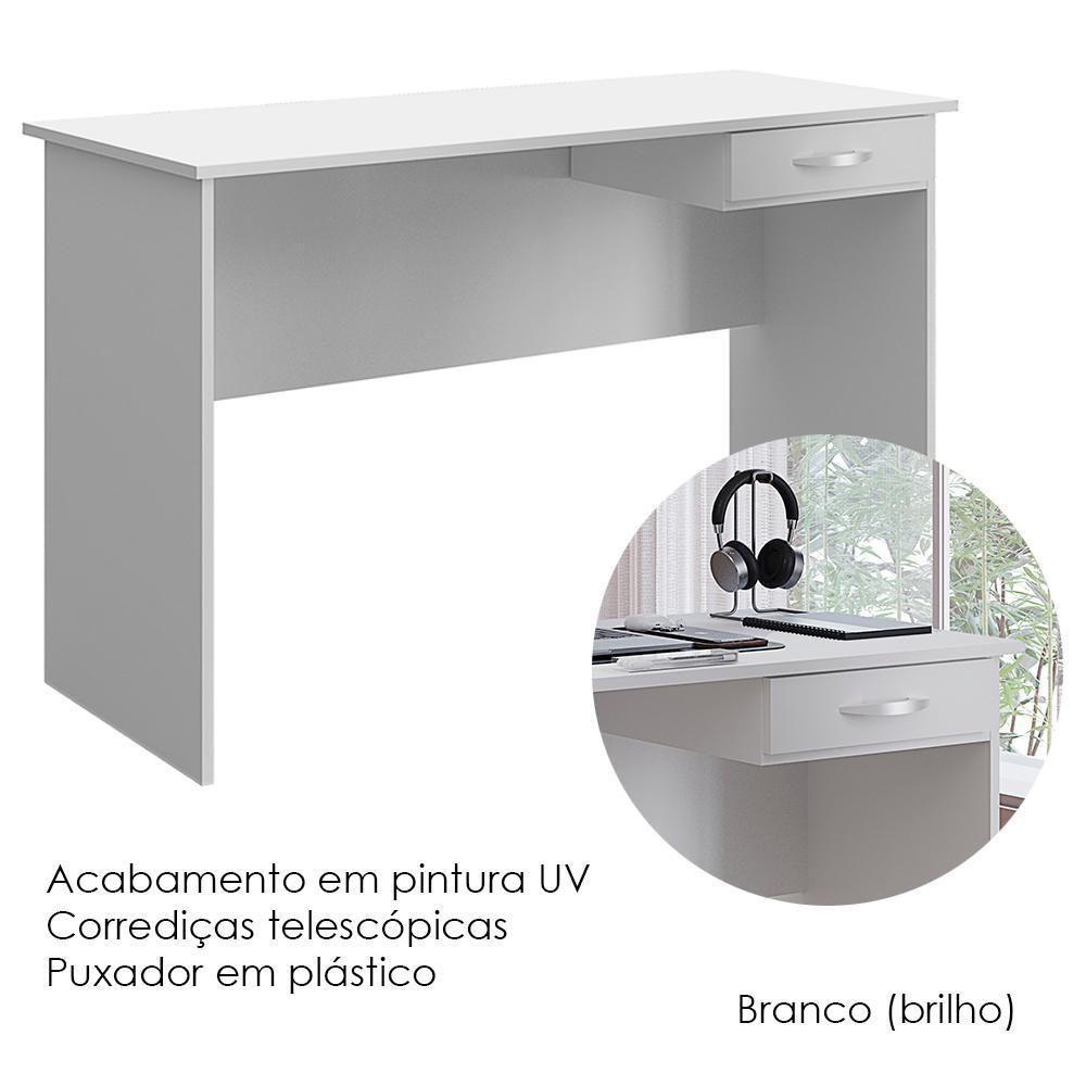 Mesa Para Escritorio 1 Gaveta 120 Cm 6901 Branco Mobbs Branco - 4