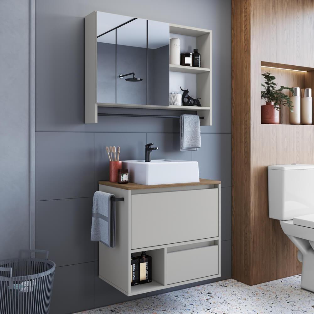 Conjunto Armario E Gabinete Com Cuba 60cm Mel Arenas Proddy - 2