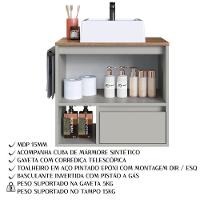 Conjunto Armario E Gabinete Com Cuba 60cm Mel Arenas Proddy