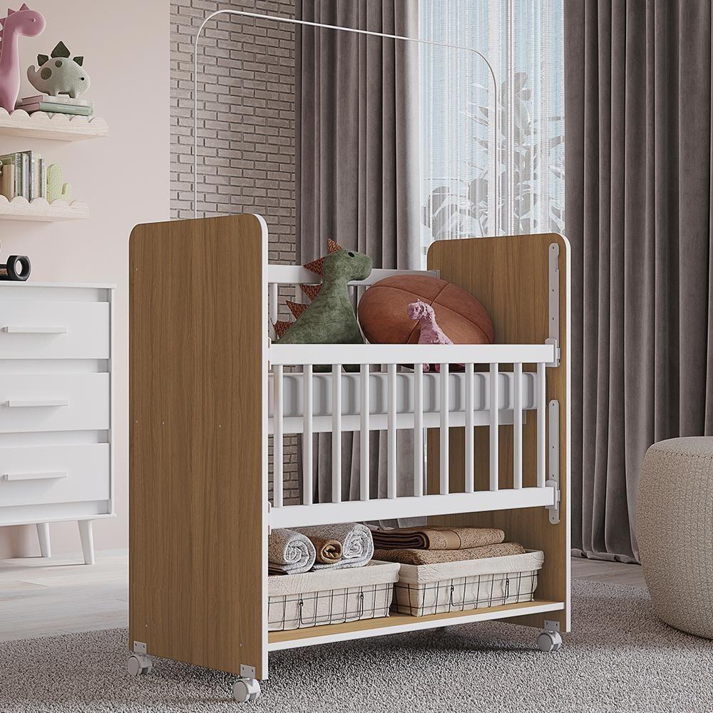 Mini Berço Grade Movel 89 Cm Outside Branco Nature Mobbs - 2