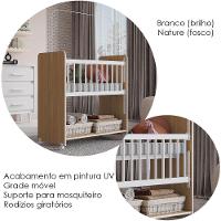 Mini Berço Grade Movel 89 Cm Outside Branco Nature Mobbs