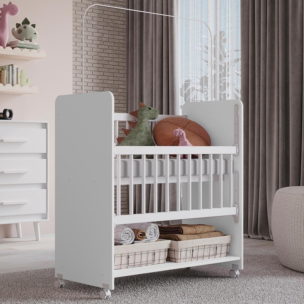 Mini Berço Grade Movel 89 Cm Outside Branco Mobbs Branco - 2