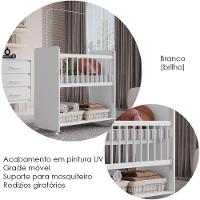 Mini Berço Grade Movel 89 Cm Outside Branco Mobbs Branco