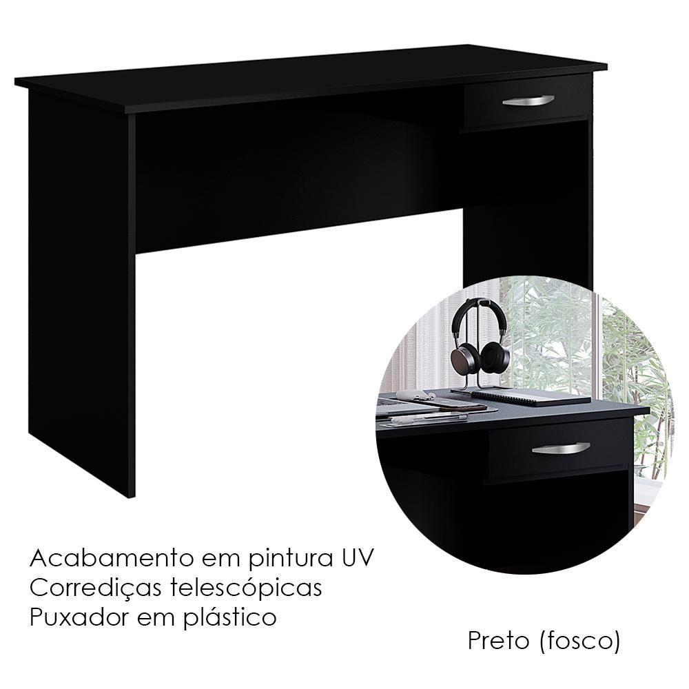 Mesa Para Escritorio 1 Gaveta 120 Cm 6901 Preto Mobbs Preto - 4