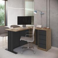 Mesa Escritorio Em L Office 130x120 Cm 4g Cj8020 Mel Grafite Faem - 8