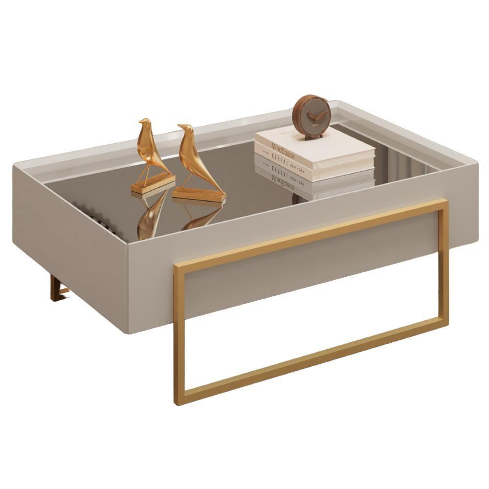 Mesa Centro Espelhada 92 Cm Pes Metal Kika Bali Dourado Dj Moveis - 1