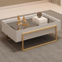 Mesa Centro Espelhada 92 Cm Pes Metal Kika Bali Dourado Dj Moveis - 2