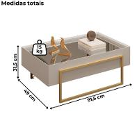 Mesa Centro Espelhada 92 Cm Pes Metal Kika Bali Dourado Dj Moveis - 3