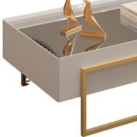 Mesa Centro Espelhada 92 Cm Pes Metal Kika Bali Dourado Dj Moveis