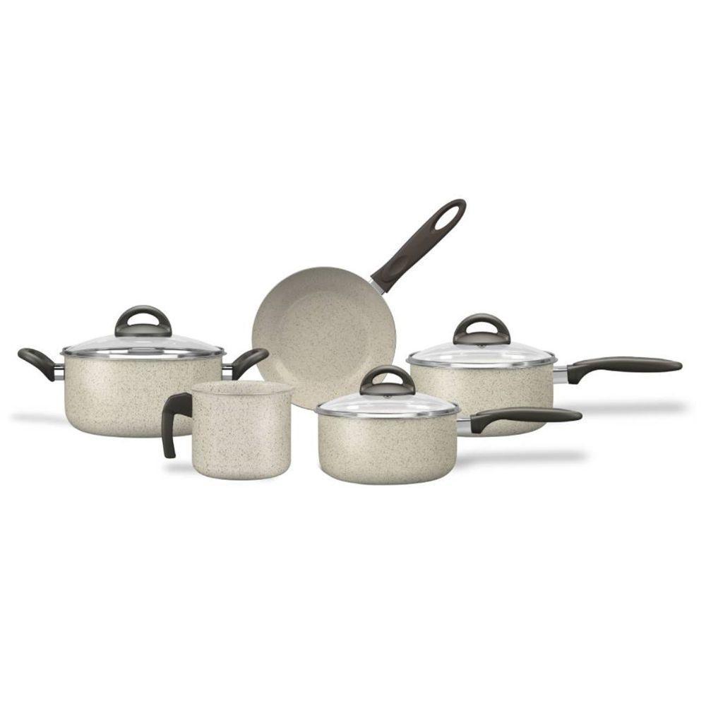 Jogo De Panelas Brinox Antiaderente Ceramic Life 5 Peças Vanilla - 1