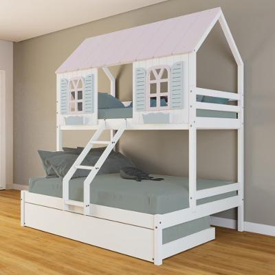 Treliche Casal/ Solteiro Casinha Bela - Madeira Maciça Branco/rosa/verde Housin