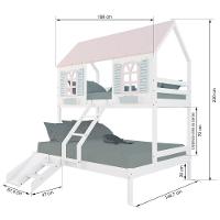 Beliche Casal/ Solteiro Casinha Bela Com Kit Escada/escorregador - Madeira Maciça Branco/rosa/verde Housin - 3