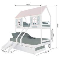 Treliche Casal/ Solteiro Casinha Bela Com Kit Escada/escorregador - Madeira Maciça Branco/rosa/verde Housin - 3