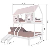 Beliche Casal/ Solteiro Casinha Bela Com Kit Escada/escorregador - Madeira Maciça Branco/rosa Housin - 3