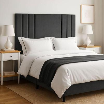 Cabeceira Suede Moderna King 195 Cm Estofada Cama Box Frame Cinza