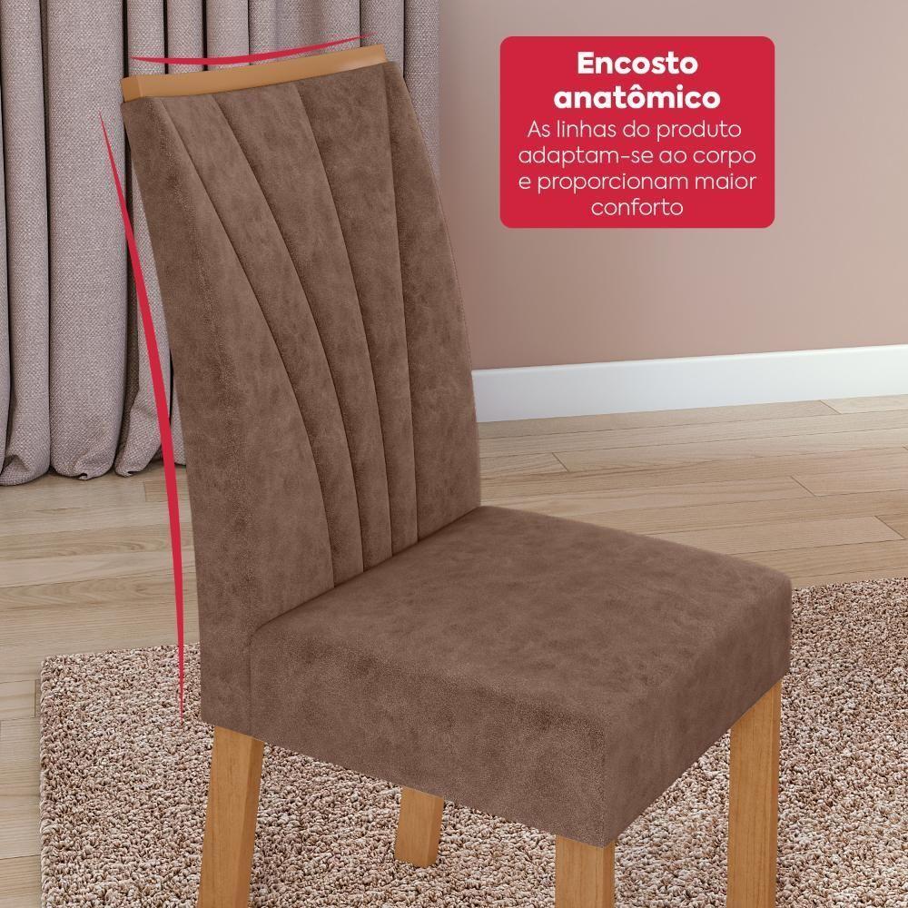 Conjunto Sala De Jantar Mesa Easy Tower 170x90cm Mdf/vidro Com 6 Cadeiras Confort Couro Avelã Amendoa/off White - 7