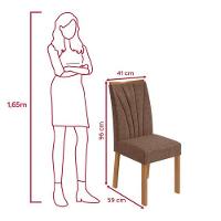 Conjunto Sala De Jantar Mesa Easy Tower 170x90cm Mdf/vidro Com 6 Cadeiras Confort Couro Avelã Amendoa/off White