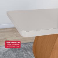 Conjunto Sala De Jantar Mesa Easy Tower 170x90cm Mdf/vidro Com 6 Cadeiras Confort Couro Avelã Amendoa/off White - 5