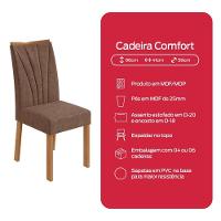 Conjunto Sala De Jantar Mesa Easy Tower 170x90cm Mdf/vidro Com 6 Cadeiras Confort Couro Avelã Amendoa/off White - 10