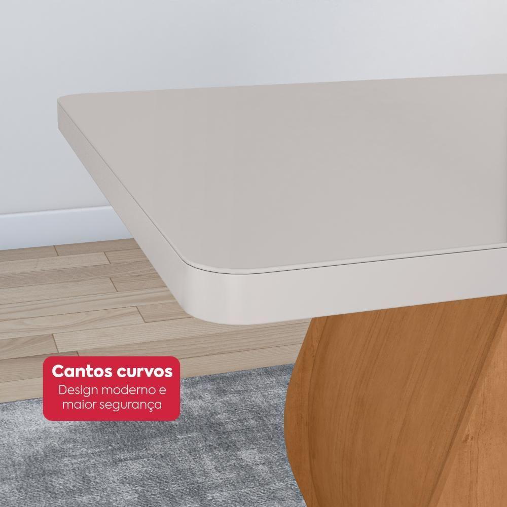 Conjunto Sala De Jantar Mesa Easy Tower 170x90cm Mdf/vidro Com 6 Cadeiras Confort Linho Cinza Amendoa/off White - 5