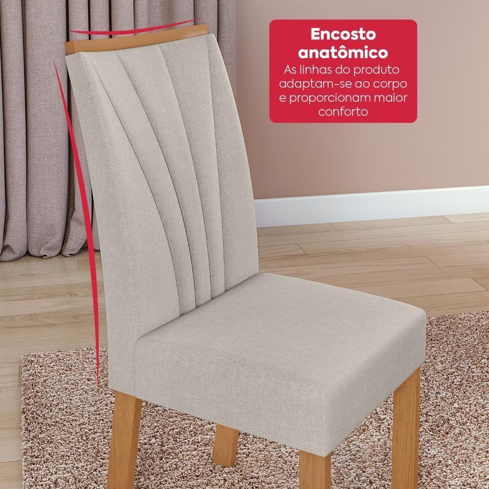Conjunto Sala De Jantar Mesa Easy Tower 170x90cm Mdf/vidro Com 6 Cadeiras Confort Linho Cinza Amendoa/off White - 7
