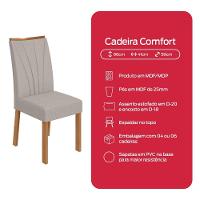 Conjunto Sala De Jantar Mesa Easy Tower 170x90cm Mdf/vidro Com 6 Cadeiras Confort Linho Cinza Amendoa/off White - 9