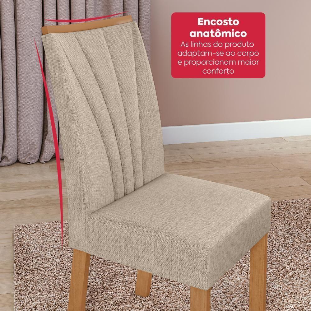 Conjunto Sala De Jantar Mesa Easy Tower 170x90cm Mdf/vidro Com 6 Cadeiras Confort Linho Bege Amendoa/off White - 8