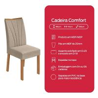 Conjunto Sala De Jantar Mesa Easy Tower 170x90cm Mdf/vidro Com 6 Cadeiras Confort Linho Bege Amendoa/off White - 10