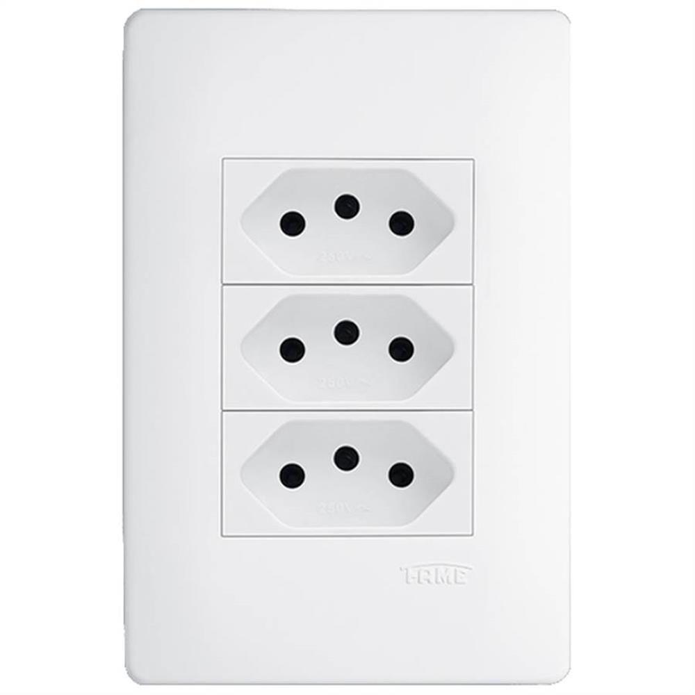 3 Tomadas Habitat 2p+t 10a 250 Volts - 3126 - Fame 3 Tomadas 2p+t 10a Habitat Fame 06231264 - 1