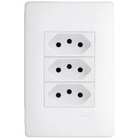 3 Tomadas Habitat 2p+t 10a 250 Volts - 3126 - Fame 3 Tomadas 2p+t 10a Habitat Fame 06231264 - 1