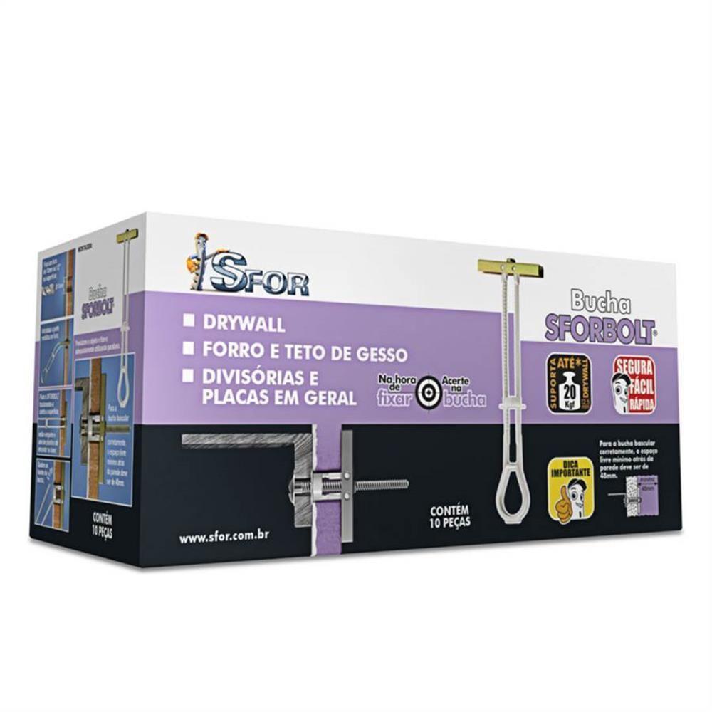 Bucha Sforbolt 1-4 Com Pa 1-4x2.1-2 Com 10 Peças - 1490 - Sforplast Bucha Sforbolt 1-4 C-pa.1-4x2.1-2 C-10pc 1490 . - 1