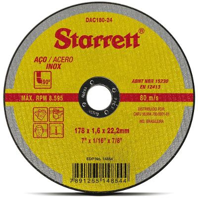 Disco Abrasivo De Corte 178x1,6x22,2mm - Dac180-24 - Starrett Disco Abrasivo De Corte 178x1,6x22,2mm Dac180-24