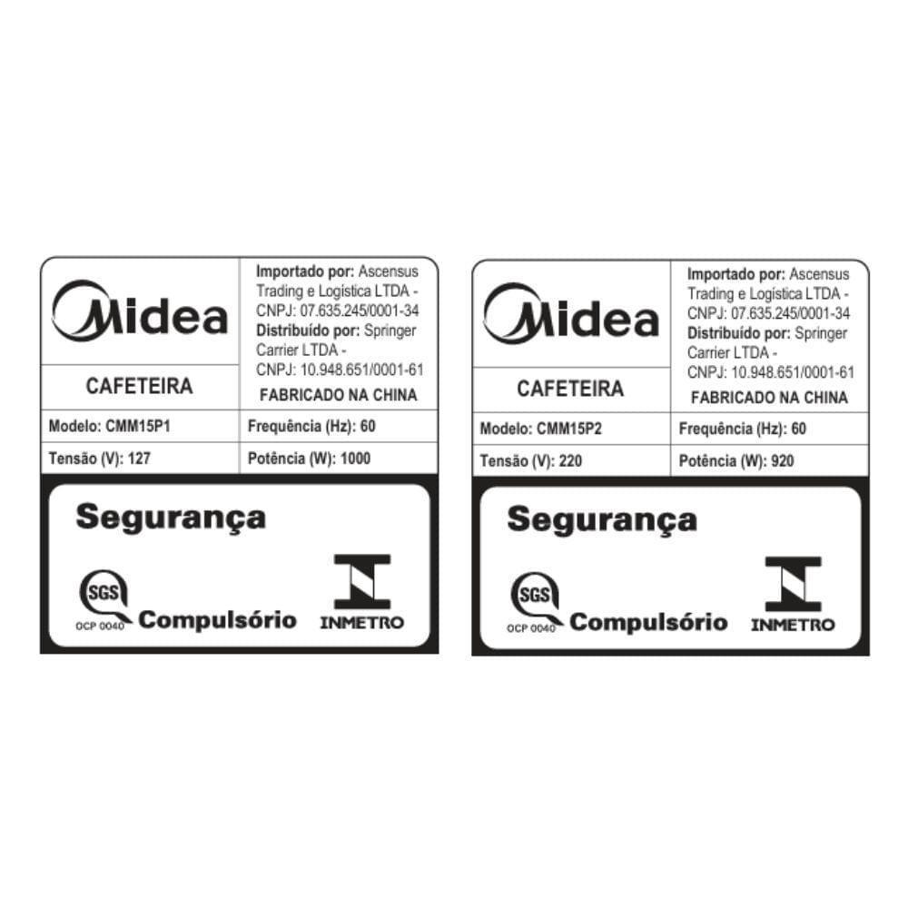 Cafeteira Elétrica Preta 1,5L Midea CMM15P2 220V - 7