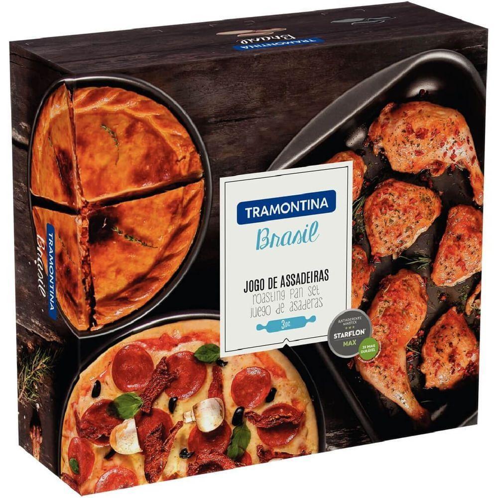 Jogo De Assadeiras Vermelhas Em Alumínio Antiaderentes Com 3 Peças - 20099784 - Tramontina - 2