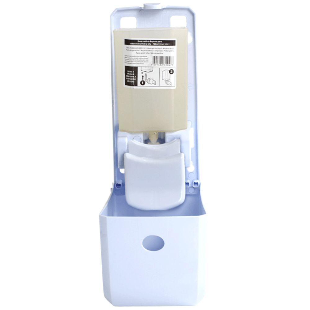 Dispenser De Sabonete Líquido Ou álcool Em Gel Branco New Classic Com Reservatório - 40576 - Nobre - 4