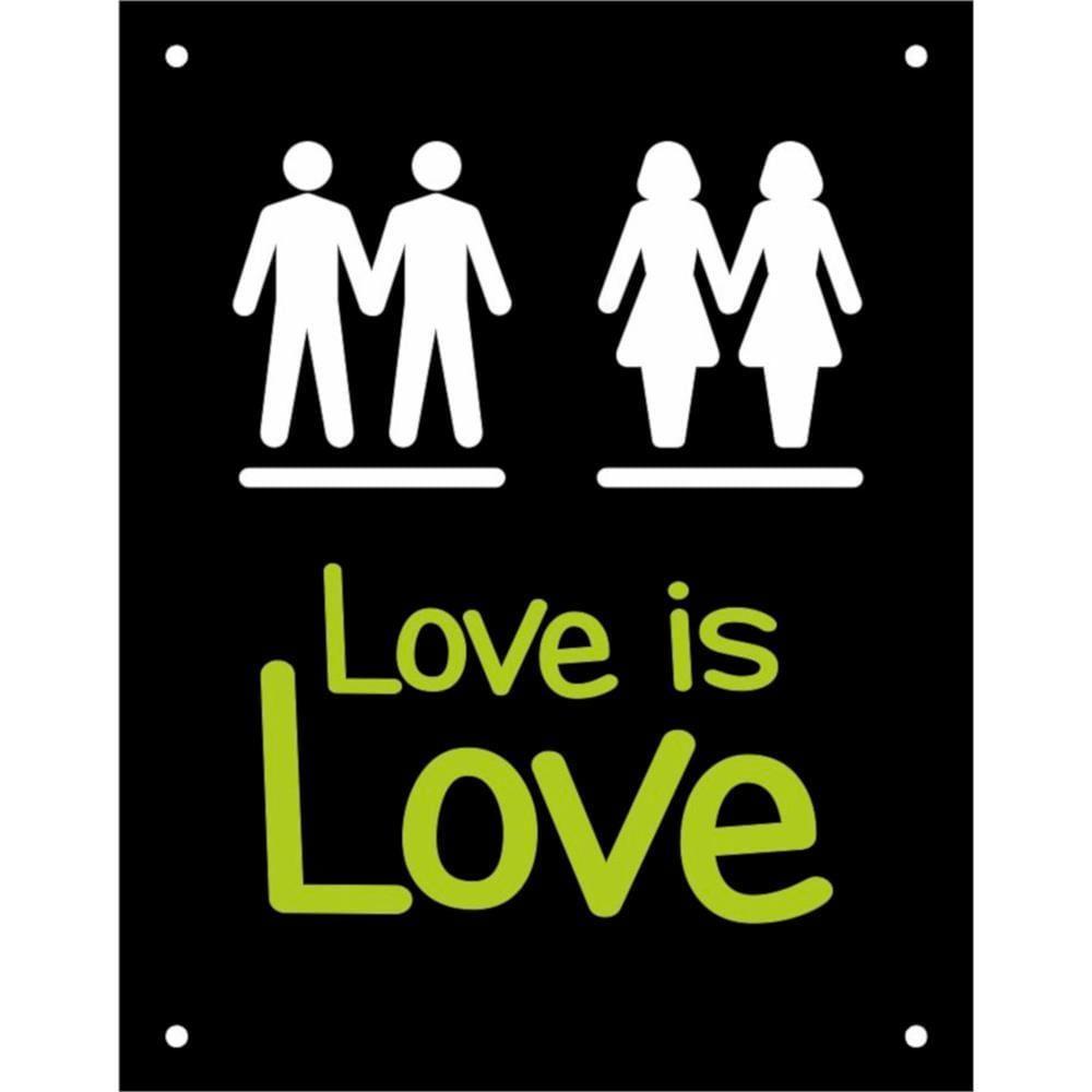 Placa Decorativa Ps 18x23cm Love Is Love - Dec16 - Sinalize Placa Ps 18x23 Love Is Love Fotolum. Sin - 1
