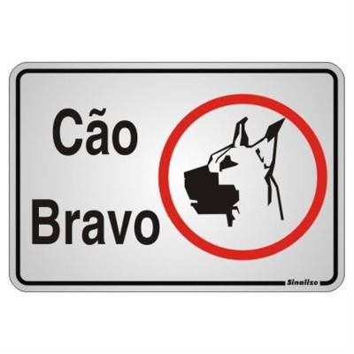 Placa De Alumínio Auto-adesiva 16x23cm Cão Bravo - 150 Ah - Sinalize Placa Auto Ades.16x23cm(cao Bravo Ilus.) 150ah