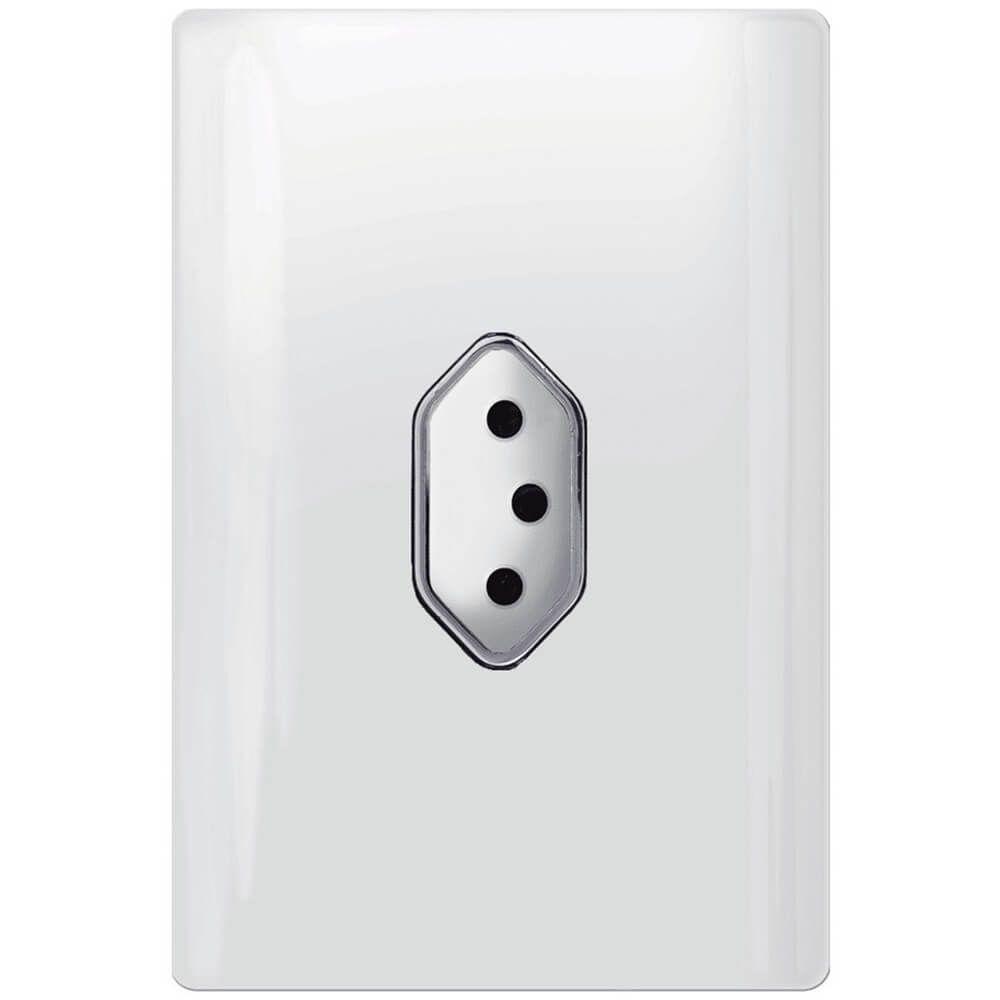 Tomada Universal Vertical 2p+t 20a Com Placa 4x2 Branca E Cromada - Dc 1200-13 - Novara - 1