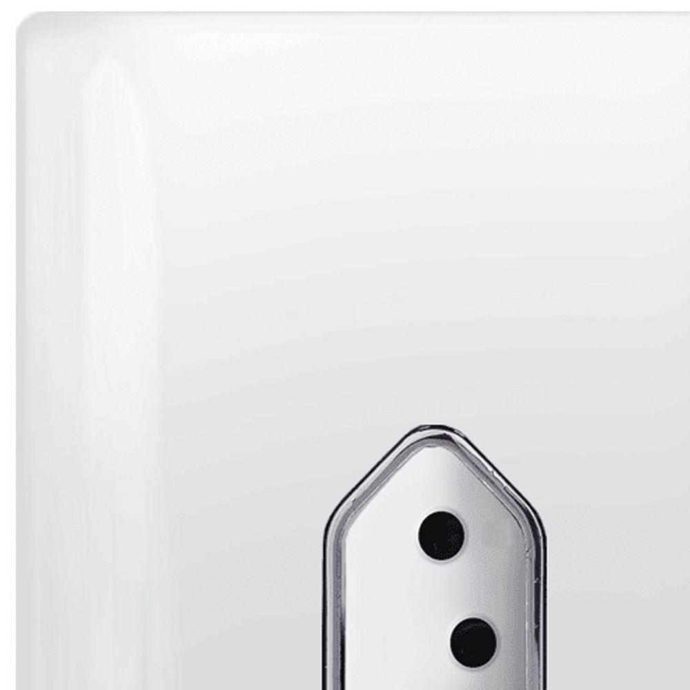 Tomada Universal Vertical 2p+t 20a Com Placa 4x2 Branca E Cromada - Dc 1200-13 - Novara - 2