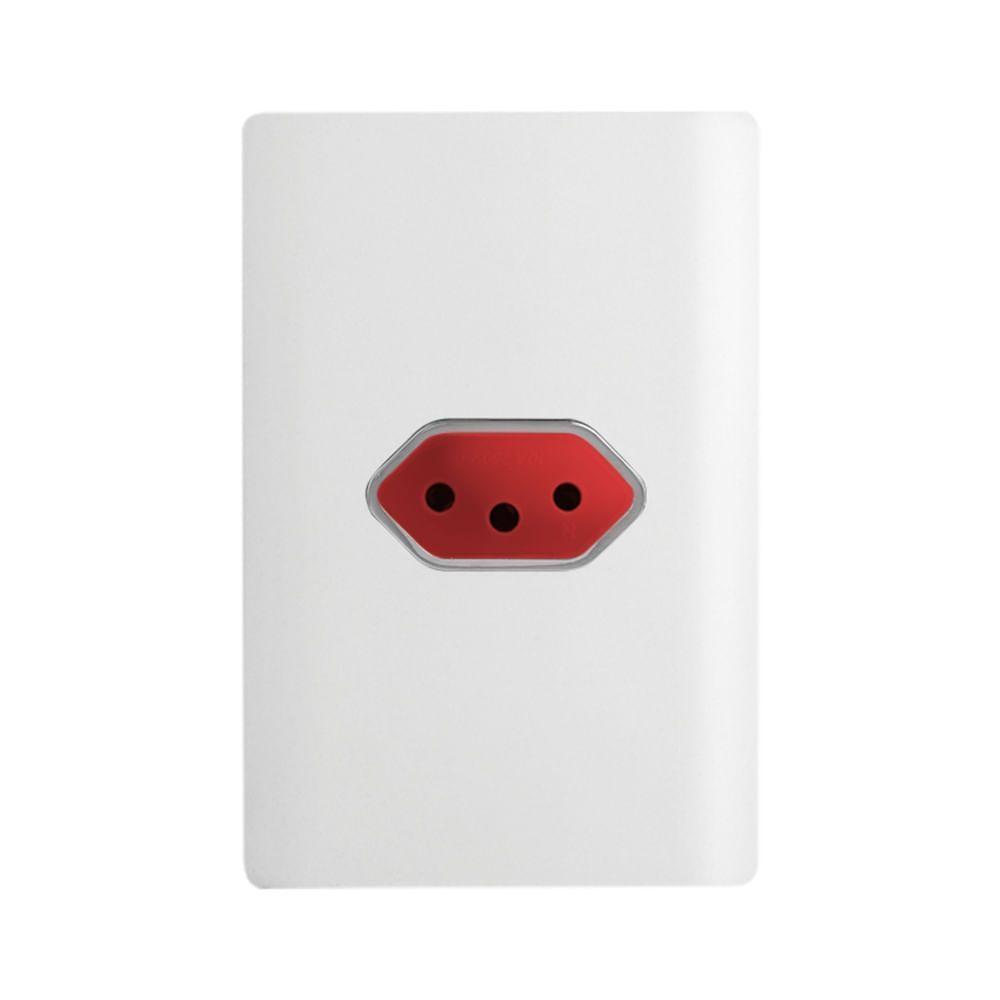 Tomada 2p+t Horizontal De 20 Ampères Vermelha Da Linha Novara - 1200-44 - Dicompel - 1