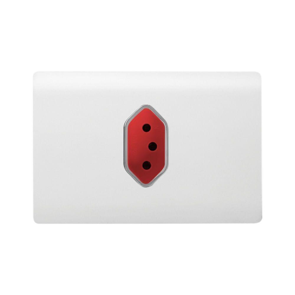 Tomada 2p+t Horizontal De 20 Ampères Vermelha Da Linha Novara - 1200-44 - Dicompel - 2