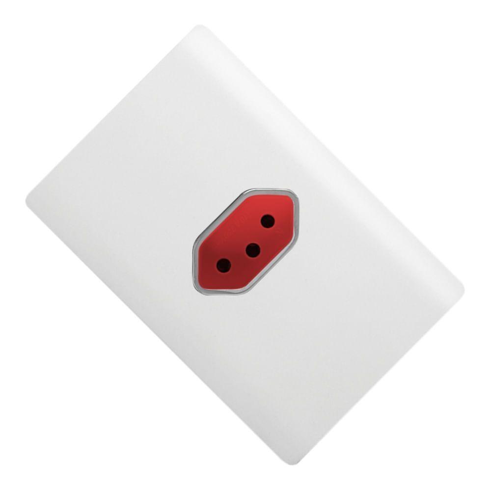 Tomada 2p+t Horizontal De 20 Ampères Vermelha Da Linha Novara - 1200-44 - Dicompel - 3