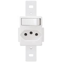 Tomada 2p+t 10a 250 Volts Com 1 Interruptor Simples Blanc - 1339 - Fame Tomada Padrao+inter Simples Bl 1339 Fame - 1