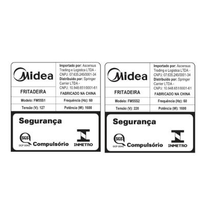 Fritadeira Air Fryer Midea Cyclone Preto e Inox 5,5L 110V FM55S1