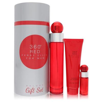 Caixa Presente 100 Ml Eau De Toil.7 Ml Mini Edt+90 Ml Gel De Banho Tube Box Masculino Perry Ellis 360 Red Col.