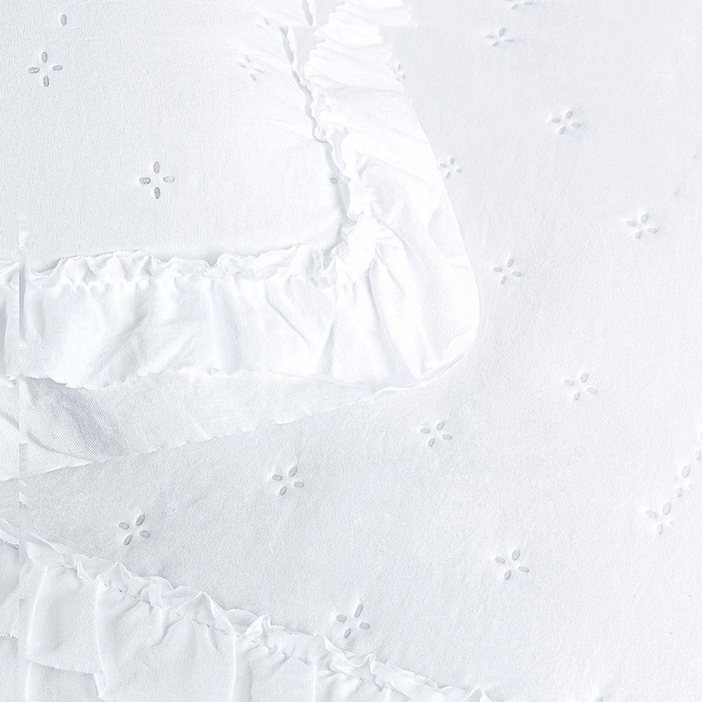 Cobre Leito King Micropercal 200 Fios Com Babado Malvinni Branco - 3 Peças - 3